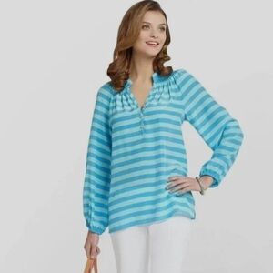 Lilly Pulitzer Aqua Striped Blouse